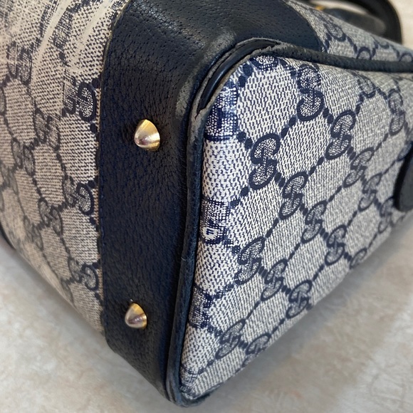 Vintage GUCCI Authentic Italy PURSE Navy Blue GG Monogram Boston Dr. Bag Speedy - Picture 6 of 13
